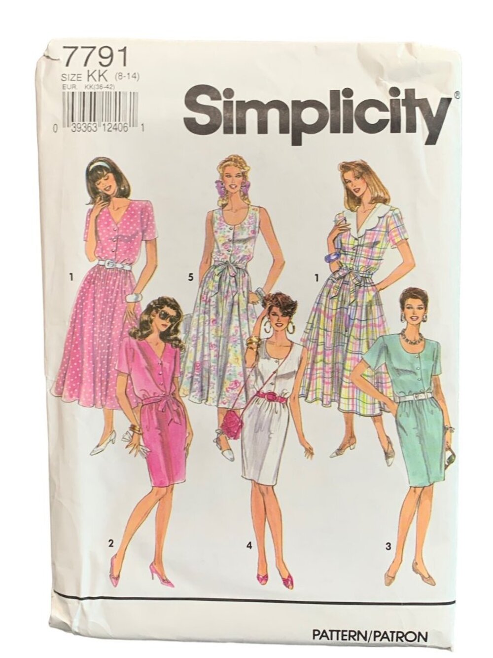 Simplicity 7791 Womens Dress Pattern Size 8-10-12-14 1980s Retro Style Uncut